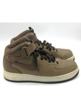 Men's Size 8.5 - Nike Air Force 1 Mid Baroque Brown Leather Shoes #315123-221